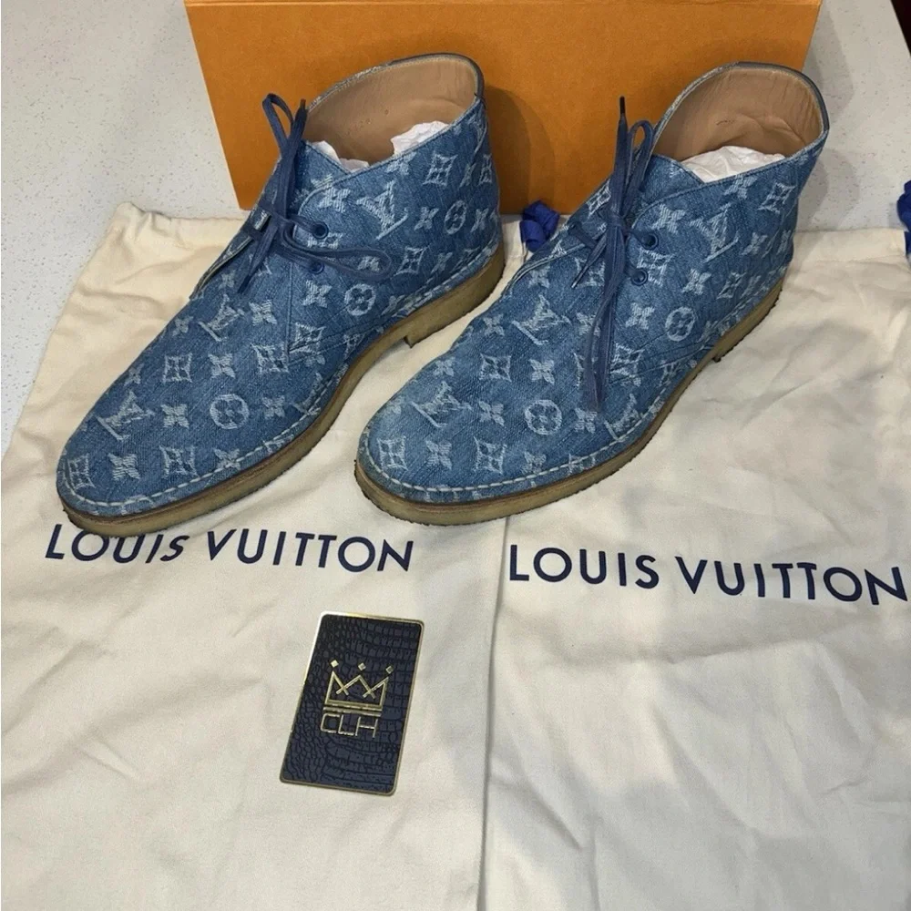 LOUIS VUITTON MONOGRAM DENIM DERBY BOOTS - Picture 2 of 12